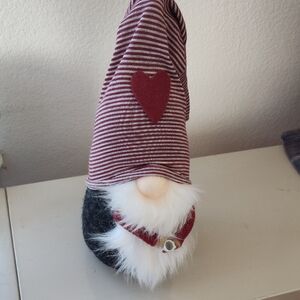 Home Made Gnome Striped Purple and White Cup In Hand  Decor Heart 24" GUC